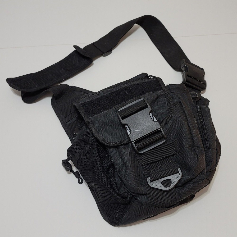 Tactical MOLLE Hipster Sling Cross Body Bag Conceal Messenger  Black Travel Pack